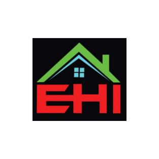 EHI Handyman Services logo featuring a red "EHI" beneath a green and blue house roof icon